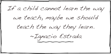 If a child cannot learn the way we teach, maybe we should teach the way they learn.
~Ignacio Estrada
￼
